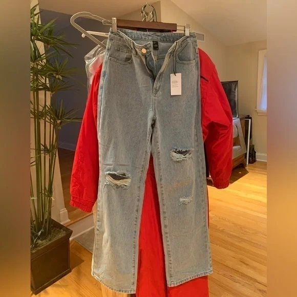 Cider | NWT Blue Denim Basic Ripped Distressed High Waist 5 Pocket Jeans XS - Picture 7 of 14